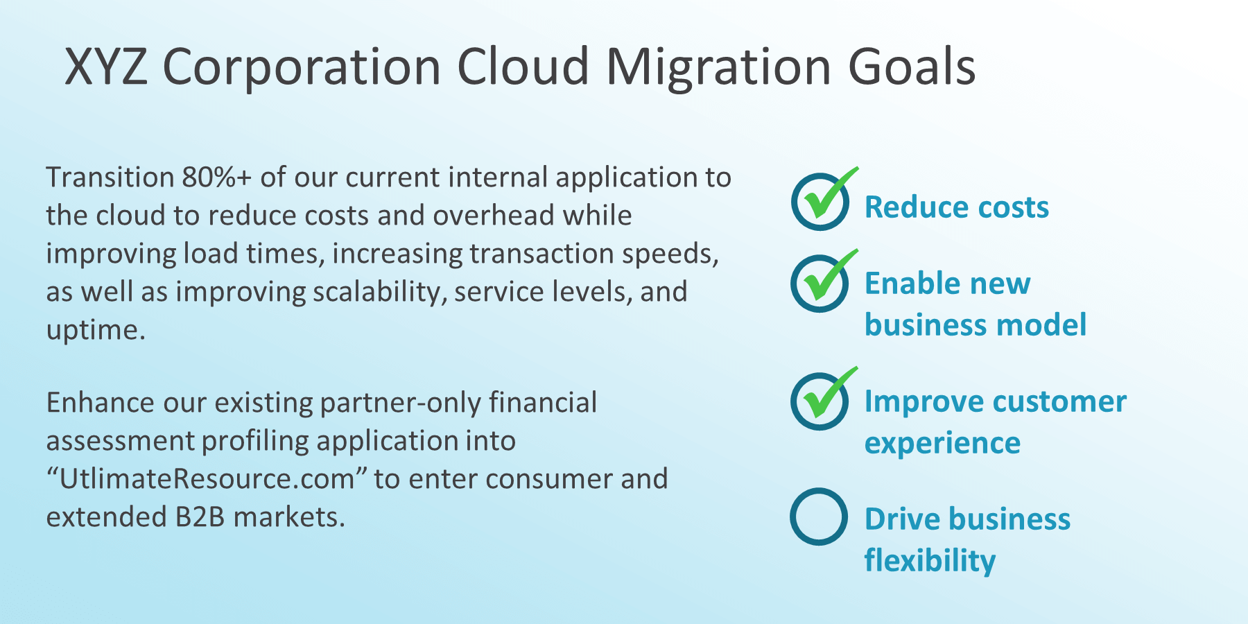 Cloud migration goals